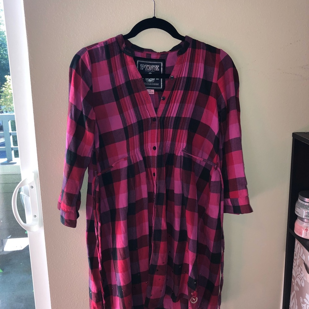 PINK Flannel Dress - Picture 2 of 5